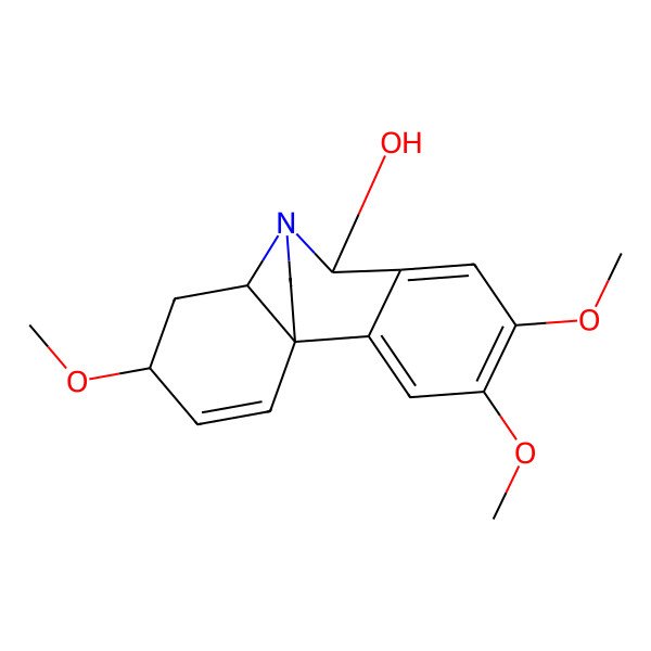 2D Structure of (1R,10S,12S)-4,5,12-trimethoxy-9-azatetracyclo[7.5.2.01,10.02,7]hexadeca-2,4,6,13-tetraen-8-ol