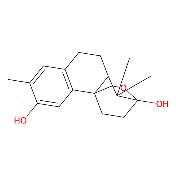 2D Structure of (1R,10S,12S)-5,11,11-trimethyl-13-oxatetracyclo[10.2.2.01,10.02,7]hexadeca-2(7),3,5-triene-4,12-diol