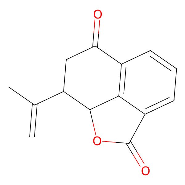2D Structure of (1R,11R)-11-prop-1-en-2-yl-2-oxatricyclo[6.3.1.04,12]dodeca-4,6,8(12)-triene-3,9-dione
