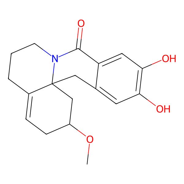 2D Structure of (1R,17S)-5,6-dihydroxy-17-methoxy-10-azatetracyclo[8.8.0.01,14.03,8]octadeca-3,5,7,14-tetraen-9-one
