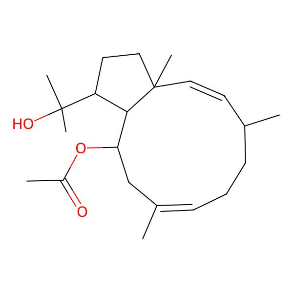 2D Structure of (1R,2E,4R,7E,10S,11S,12R)-10-acetoxy-18-hydroxy-2,7-dolabelladiene