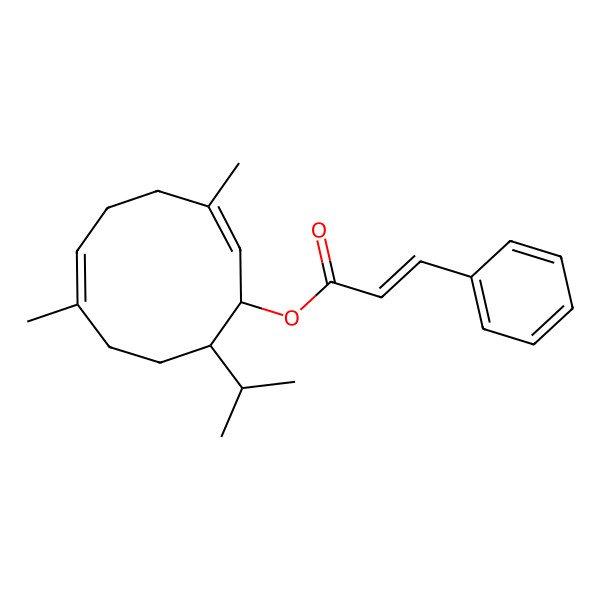 2D Structure of [(1R,2E,6E,10S)-3,7-dimethyl-10-propan-2-ylcyclodeca-2,6-dien-1-yl] (E)-3-phenylprop-2-enoate