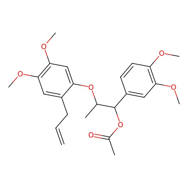 2D Structure of [(1R,2R)-1-(3,4-dimethoxyphenyl)-2-(4,5-dimethoxy-2-prop-2-enylphenoxy)propyl] acetate