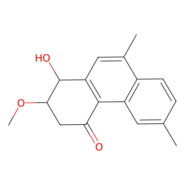 2D Structure of (1R,2R)-1-hydroxy-2-methoxy-6,9-dimethyl-2,3-dihydro-1H-phenanthren-4-one 2D Structure of (1R,2R)-1-hydroxy-2-methoxy-6,9-dimethyl-2,3-dihydro-1H-phenanthren-4-one
