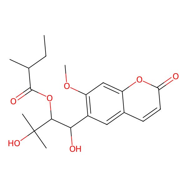 2D Structure of [(1R,2R)-1,3-dihydroxy-1-(7-methoxy-2-oxochromen-6-yl)-3-methylbutan-2-yl] (2R)-2-methylbutanoate