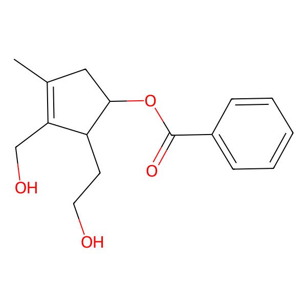 2D Structure of [(1R,2R)-2-(2-hydroxyethyl)-3-(hydroxymethyl)-4-methylcyclopent-3-en-1-yl] benzoate