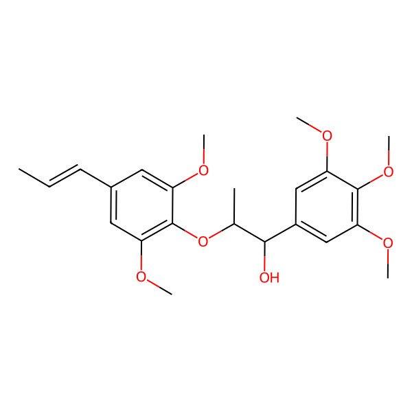 2D Structure of (1R,2R)-2-(2,6-dimethoxy-4-prop-1-enylphenoxy)-1-(3,4,5-trimethoxyphenyl)propan-1-ol