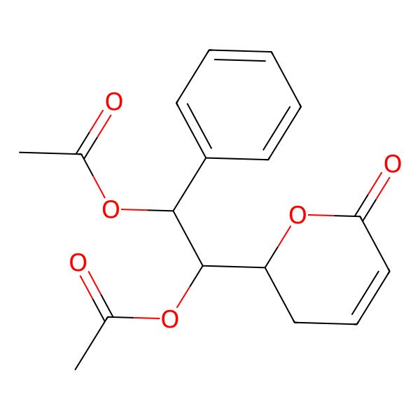 2D Structure of [(1R,2R)-2-acetyloxy-1-[(2R)-6-oxo-2,3-dihydropyran-2-yl]-2-phenylethyl] acetate