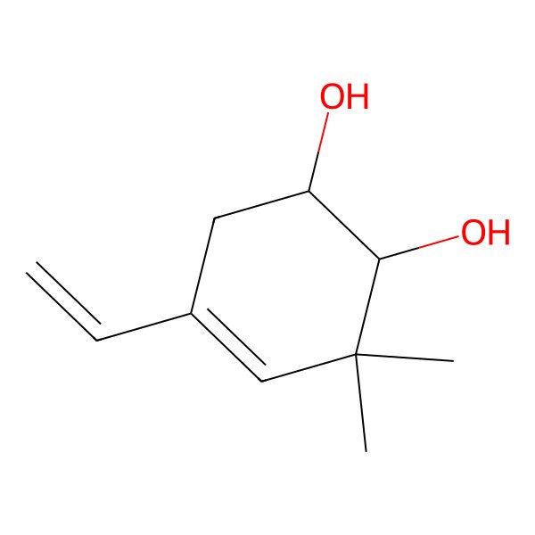 2D Structure of (1R,2R)-5-ethenyl-3,3-dimethylcyclohex-4-ene-1,2-diol