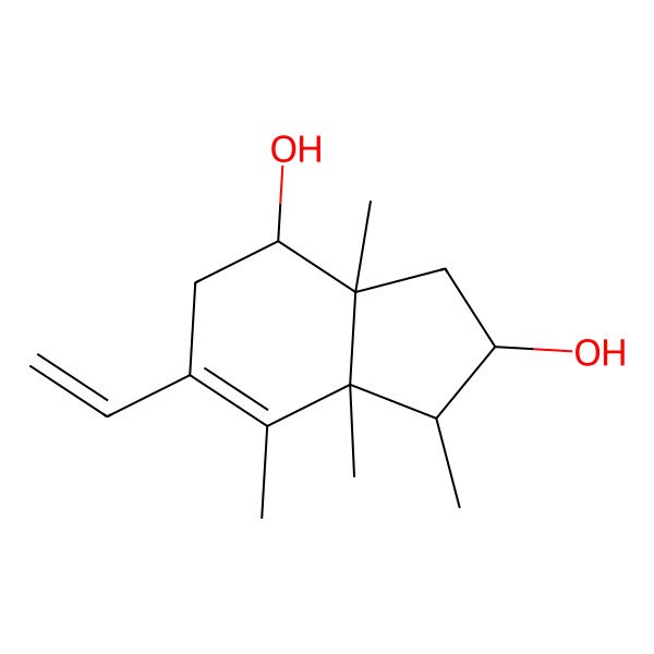2D Structure of (1R,2R,3aS,4R,7aS)-6-ethenyl-1,3a,7,7a-tetramethyl-2,3,4,5-tetrahydro-1H-indene-2,4-diol