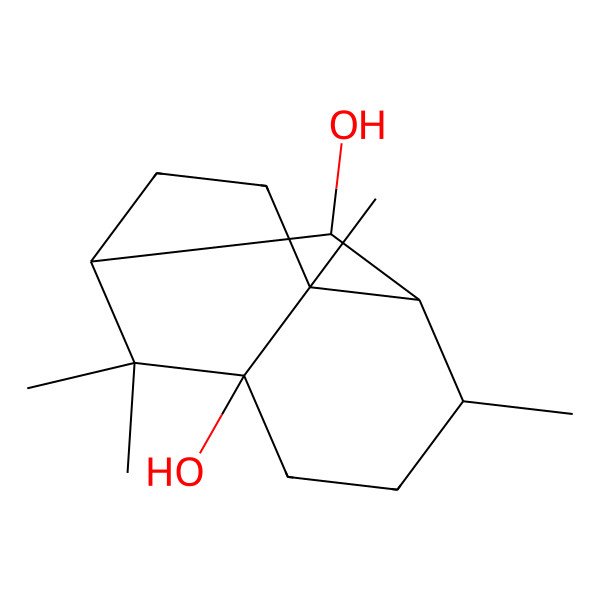 2D Structure of (1R,2R,3R,4R,7S,8R)-4,8,11,11-tetramethyltricyclo[5.3.1.03,8]undecane-2,7-diol