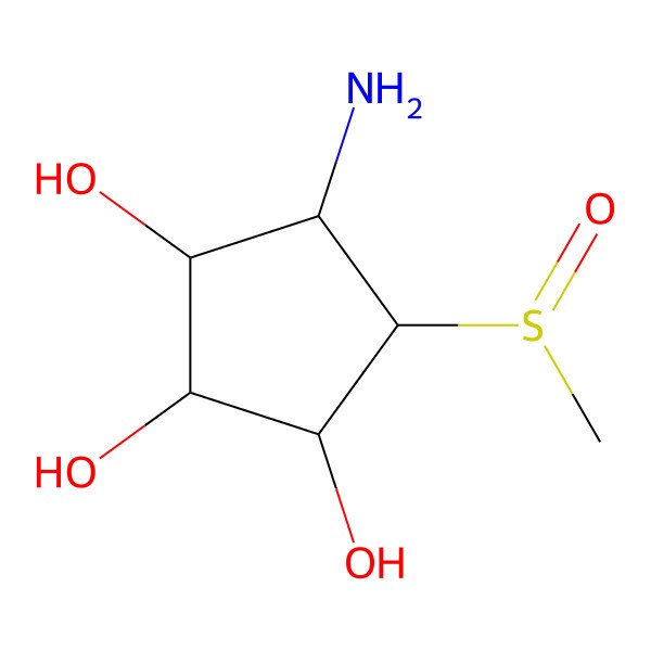 2D Structure of (1R,2R,3R,4S,5R)-4-amino-5-[(R)-methylsulfinyl]cyclopentane-1,2,3-triol