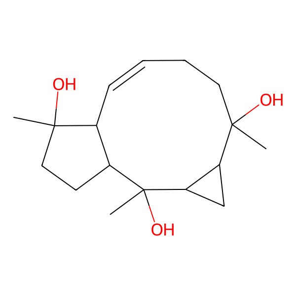 2D Structure of (1R,2R,3R,5R,6R,9Z,11R,12R)-2,6,12-trimethyltricyclo[9.3.0.03,5]tetradec-9-ene-2,6,12-triol