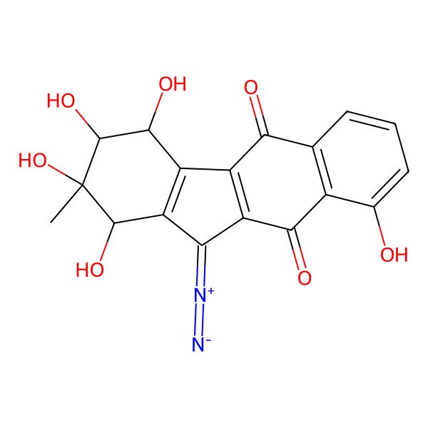 2D Structure of (1R,2R,3S,4S)-11-diazo-1,2,3,4,9-pentahydroxy-2-methyl-3,4-dihydro-1H-benzo[b]fluorene-5,10-dione