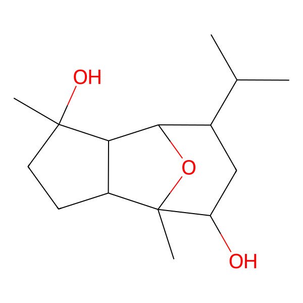2D Structure of (1R,2R,3S,6R,7R,8S,10S)-3,7-dimethyl-10-propan-2-yl-11-oxatricyclo[5.3.1.02,6]undecane-3,8-diol
