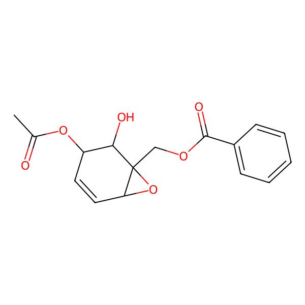 2D Structure of [(1R,2R,3S,6S)-3-acetyloxy-2-hydroxy-7-oxabicyclo[4.1.0]hept-4-en-1-yl]methyl benzoate