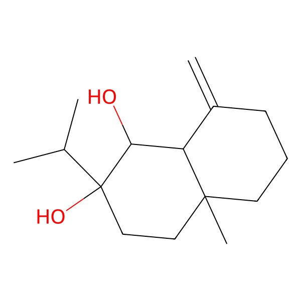 2D Structure of (1R,2R,4aR,8aS)-4a-methyl-8-methylidene-2-propan-2-yl-3,4,5,6,7,8a-hexahydro-1H-naphthalene-1,2-diol