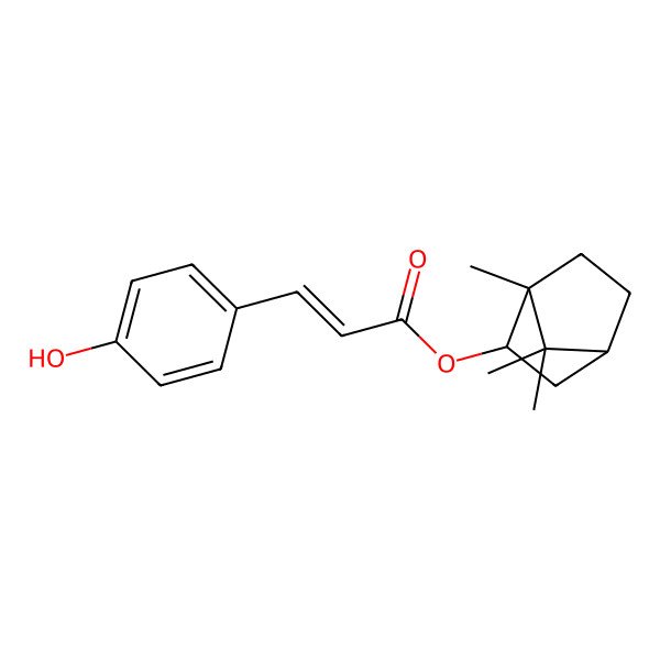 2D Structure of [(1R,2R,4R)-1,7,7-trimethyl-2-bicyclo[2.2.1]heptanyl] (E)-3-(4-hydroxyphenyl)prop-2-enoate