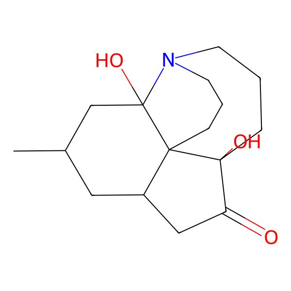 2D Structure of (1R,2R,4R,6S,9S)-2,9-dihydroxy-4-methyl-13-azatetracyclo[7.7.0.01,6.02,13]hexadecan-8-one