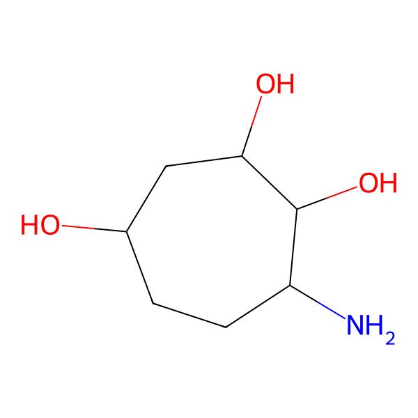 2D Structure of (1R,2R,4R,7S)-7-aminocycloheptane-1,2,4-triol