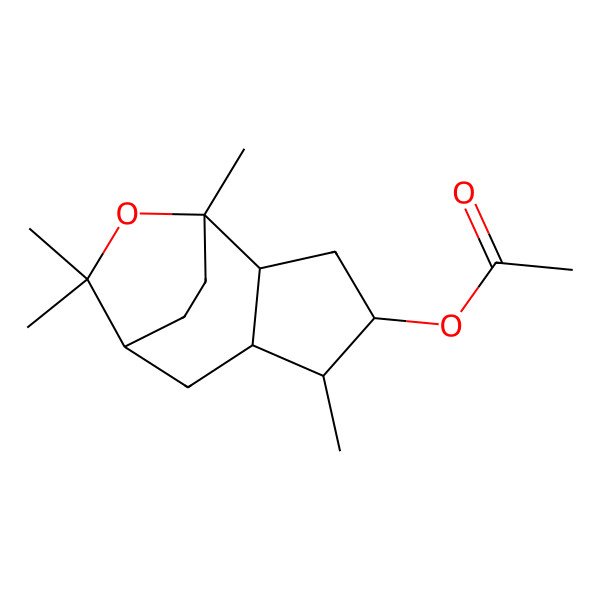 2D Structure of [(1R,2R,4S,5S,6R,8S)-1,5,9,9-tetramethyl-10-oxatricyclo[6.2.2.02,6]dodecan-4-yl] acetate
