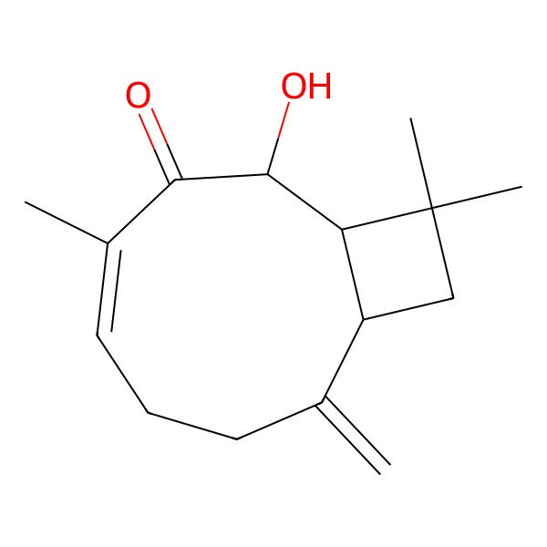 2D Structure of (1R,2R,4Z,9S)-2-Hydroxy-4,11,11-trimethyl-8-methylidenebicyclo[7.2.0]undec-4-en-3-one