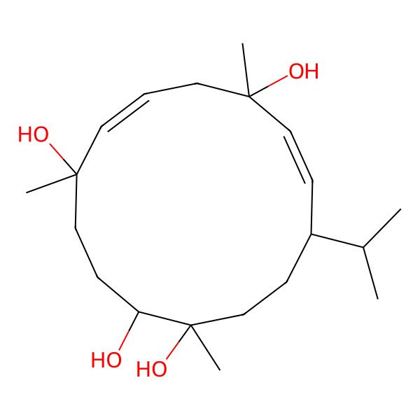 2D Structure of (1R,2R,5R,6E,9S,10E,12R)-1,5,9-trimethyl-12-propan-2-ylcyclotetradeca-6,10-diene-1,2,5,9-tetrol