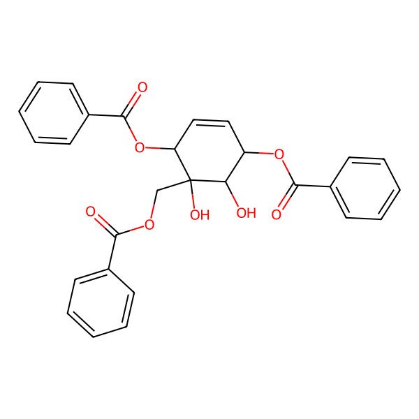 2D Structure of [(1R,2R,5R,6S)-2,5-dibenzoyloxy-1,6-dihydroxycyclohex-3-en-1-yl]methyl benzoate