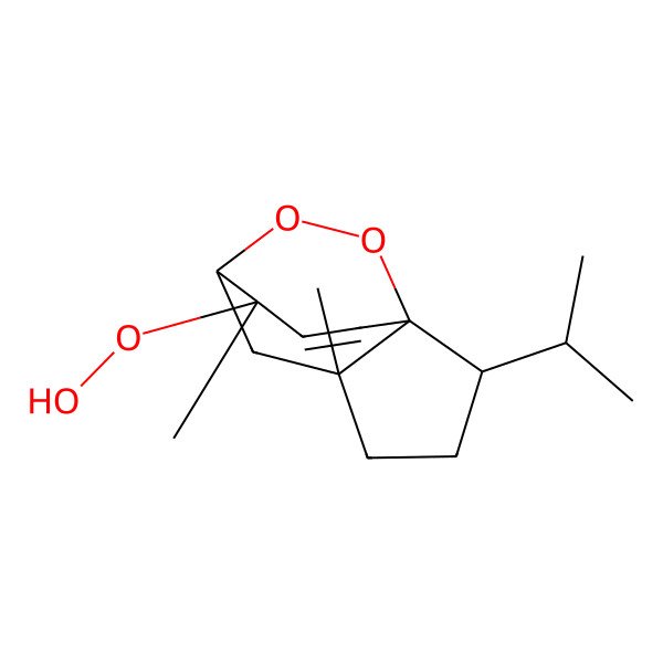 2D Structure of (1R,2R,5R,7S,8R)-8-hydroperoxy-5,8-dimethyl-2-propan-2-yl-11,12-dioxatricyclo[5.3.2.01,5]dodec-9-ene