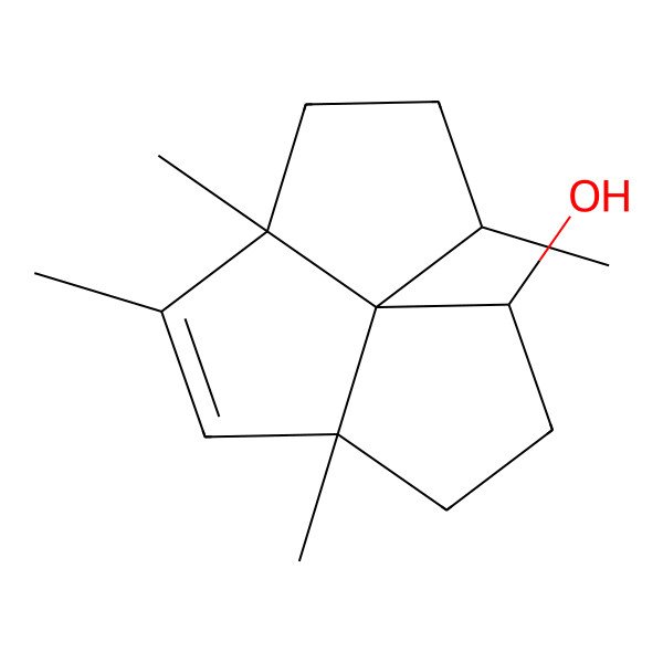 2D Structure of (1R,2R,5R,8R,11S)-5,7,8,11-tetramethyltricyclo[6.3.0.01,5]undec-6-en-2-ol