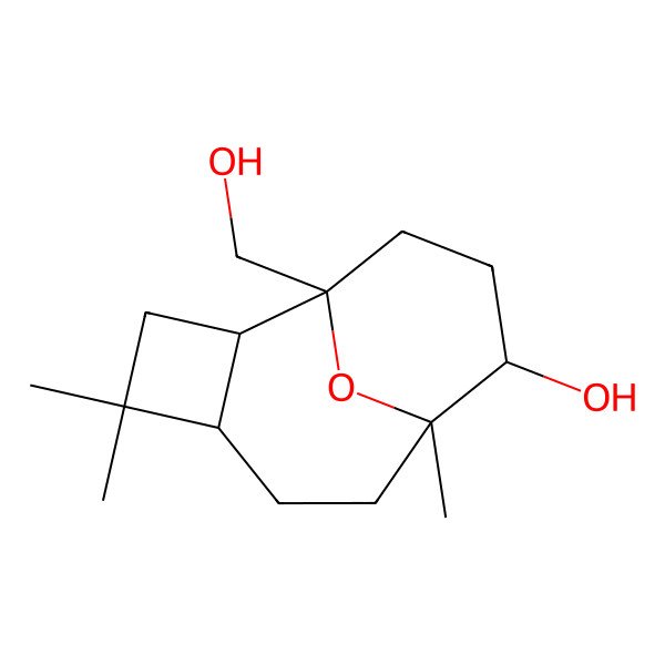 2D Structure of (1R,2R,5R,8R,9R)-1-(hydroxymethyl)-4,4,8-trimethyl-12-oxatricyclo[6.3.1.02,5]dodecan-9-ol
