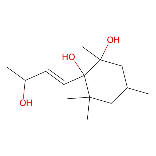 2D Structure of (1R,2R,5S)-2-[(3R)-3-hydroxybut-1-enyl]-1,3,3,5-tetramethylcyclohexane-1,2-diol