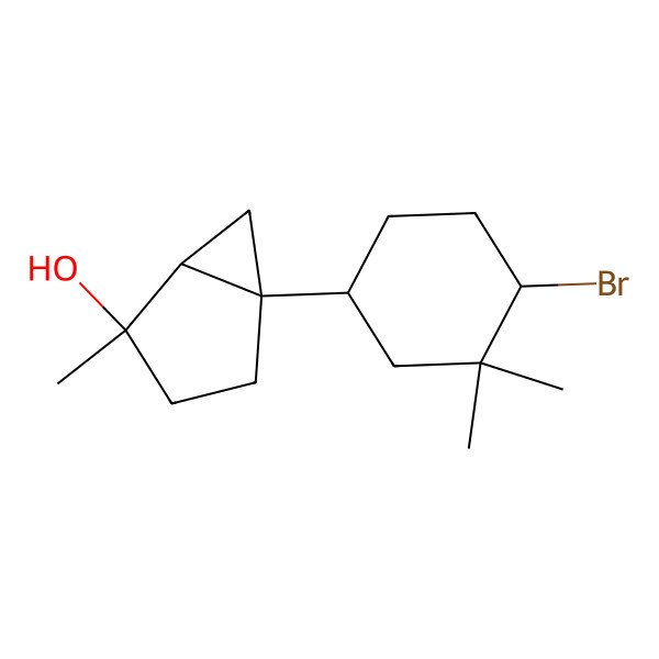 2D Structure of (1R,2R,5S)-5-[(1S,4S)-4-bromo-3,3-dimethylcyclohexyl]-2-methylbicyclo[3.1.0]hexan-2-ol