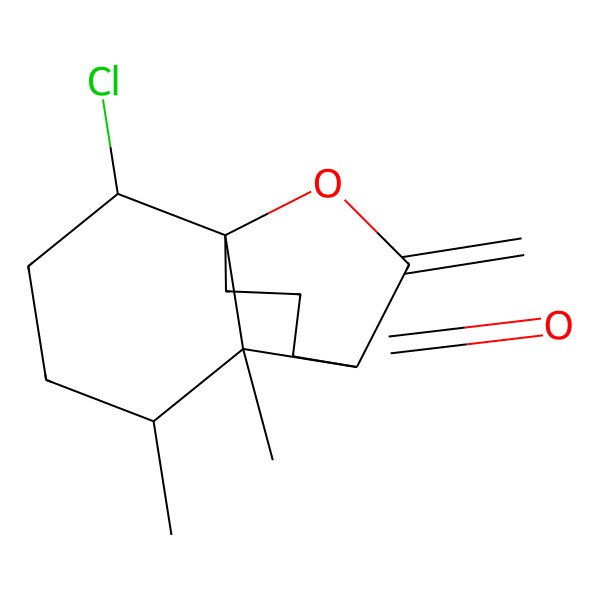 2D Structure of (1R,2R,5S,6S,7S)-2-chloro-5,6-dimethyl-12-methylidene-11-oxatricyclo[5.3.2.01,6]dodecan-8-one