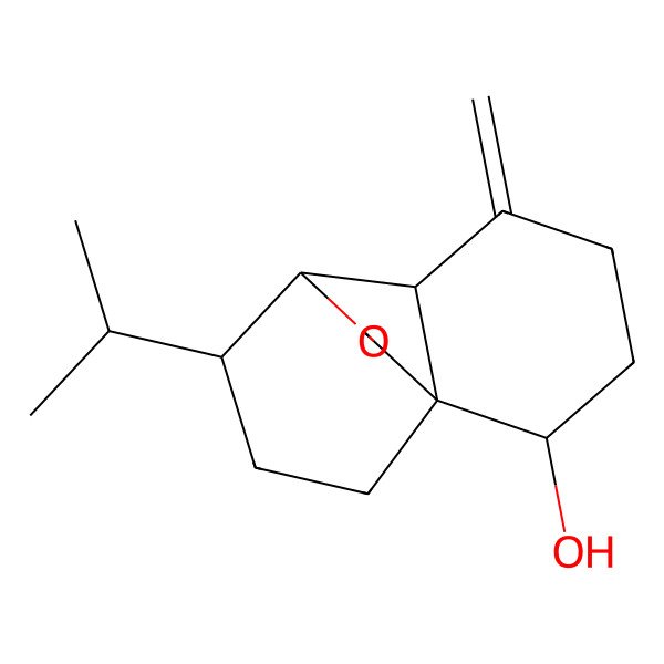 2D Structure of (1R,2R,6S,7R,8S)-5-methylidene-8-propan-2-yl-12-oxatricyclo[5.3.2.01,6]dodecan-2-ol