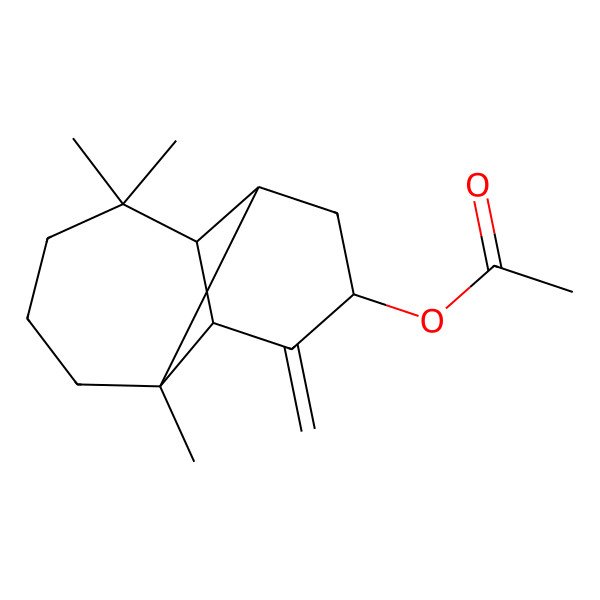 2D Structure of [(1R,2R,7S,8S,10S)-2,6,6-trimethyl-9-methylidene-10-tricyclo[5.4.0.02,8]undecanyl] acetate