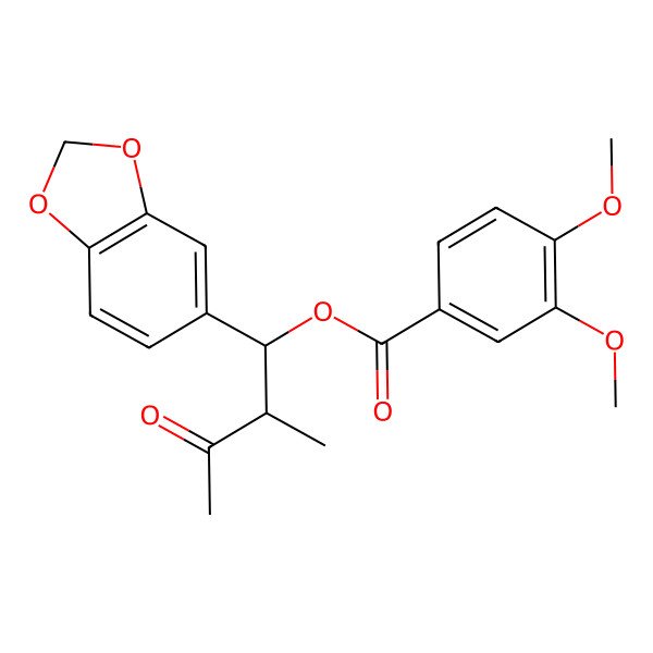 2D Structure of [(1R,2S)-1-(1,3-benzodioxol-5-yl)-2-methyl-3-oxobutyl] 3,4-dimethoxybenzoate