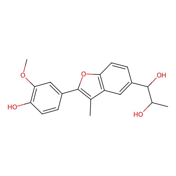 2D Structure of (1R,2S)-1-[2-(4-hydroxy-3-methoxyphenyl)-3-methyl-1-benzofuran-5-yl]propane-1,2-diol