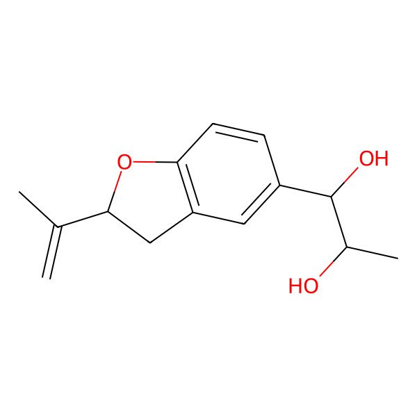 2D Structure of (1R,2S)-1-[(2S)-2-prop-1-en-2-yl-2,3-dihydro-1-benzofuran-5-yl]propane-1,2-diol