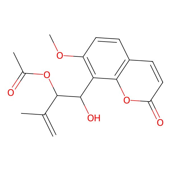 2D Structure of [(1R,2S)-1-hydroxy-1-(7-methoxy-2-oxochromen-8-yl)-3-methylbut-3-en-2-yl] acetate