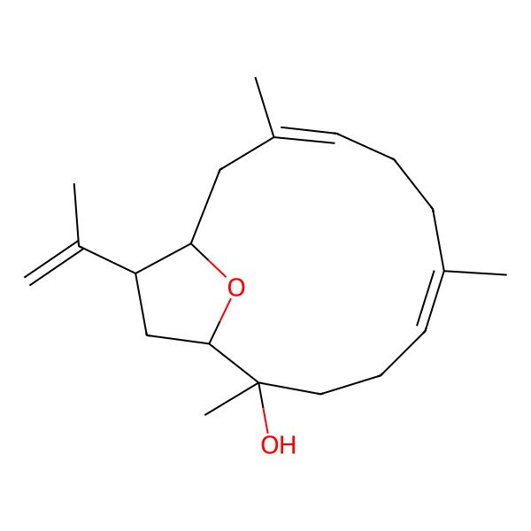 2D Structure of (1R,2S,12S,13R)-2,6,10-trimethyl-13-prop-1-en-2-yl-15-oxabicyclo[10.2.1]pentadeca-5,9-dien-2-ol
