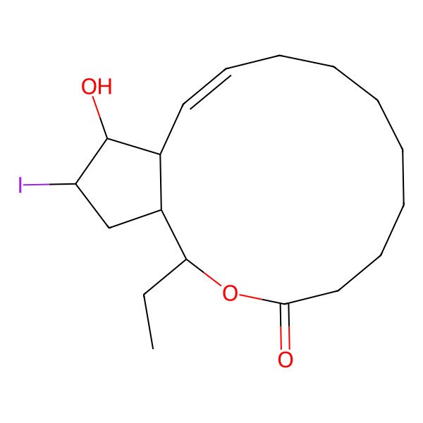 2D Structure of (1R,2S,12Z,14R,15R,16R)-2-ethyl-15-hydroxy-16-iodo-3-oxabicyclo[12.3.0]heptadec-12-en-4-one