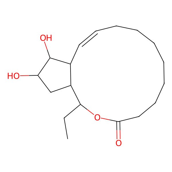 2D Structure of (1R,2S,12Z,14S,15R,16R)-2-ethyl-15,16-dihydroxy-3-oxabicyclo[12.3.0]heptadec-12-en-4-one
