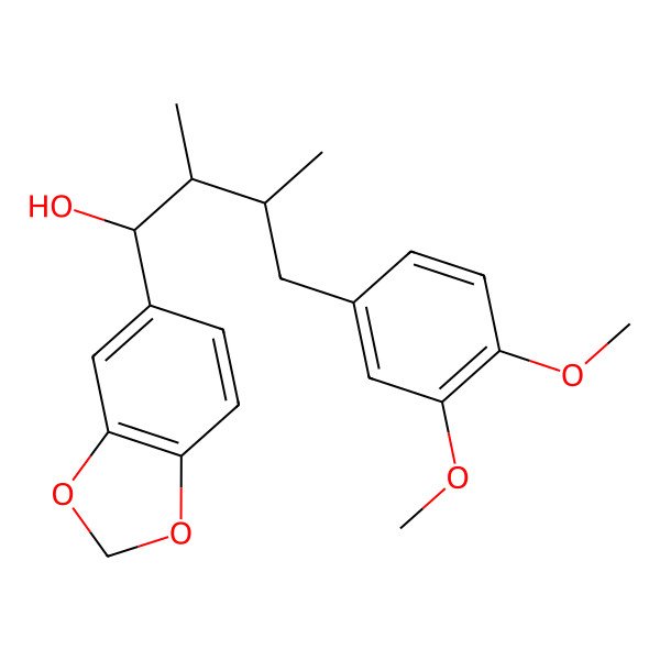 2D Structure of (1R,2S,3R)-1-(1,3-benzodioxol-5-yl)-4-(3,4-dimethoxyphenyl)-2,3-dimethylbutan-1-ol