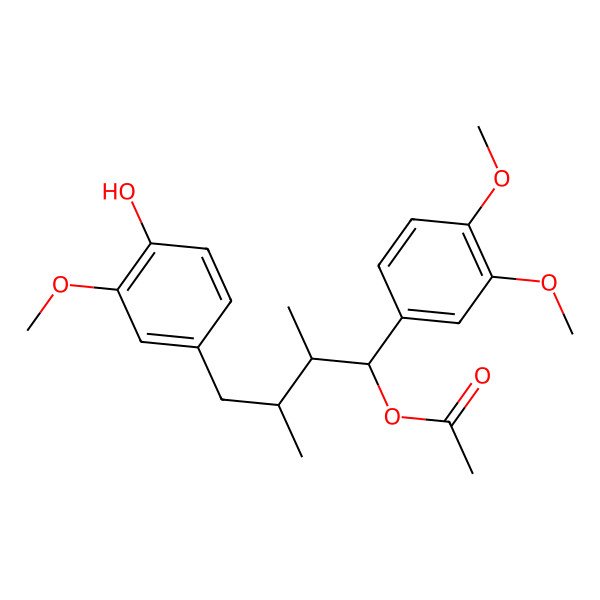 2D Structure of [(1R,2S,3R)-1-(3,4-dimethoxyphenyl)-4-(4-hydroxy-3-methoxyphenyl)-2,3-dimethylbutyl] acetate