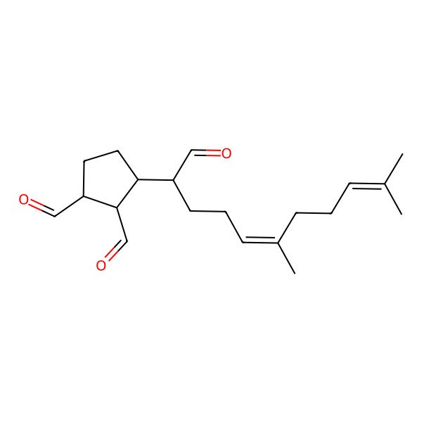 2D Structure of (1R,2S,3R)-3-[(2S,5E)-6,10-dimethyl-1-oxoundeca-5,9-dien-2-yl]cyclopentane-1,2-dicarbaldehyde