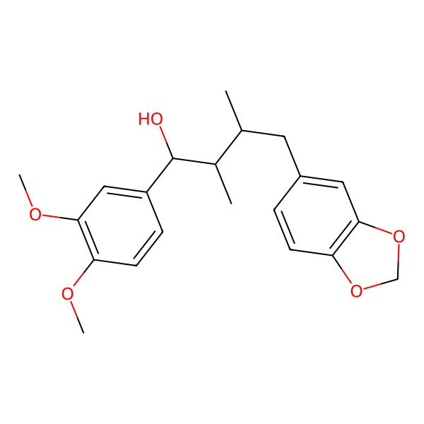 2D Structure of (1R,2S,3R)-4-(1,3-benzodioxol-5-yl)-1-(3,4-dimethoxyphenyl)-2,3-dimethylbutan-1-ol