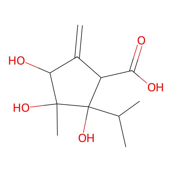 2D Structure of (1R,2S,3R,4R)-2,3,4-trihydroxy-3-methyl-5-methylidene-2-propan-2-ylcyclopentane-1-carboxylic acid