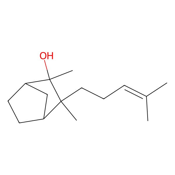 2D Structure of (1R,2S,3R,4S)-2,3-dimethyl-3-(4-methylpent-3-enyl)bicyclo[2.2.1]heptan-2-ol