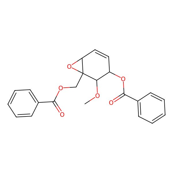 2D Structure of [(1R,2S,3R,6R)-3-benzoyloxy-2-methoxy-7-oxabicyclo[4.1.0]hept-4-en-1-yl]methyl benzoate